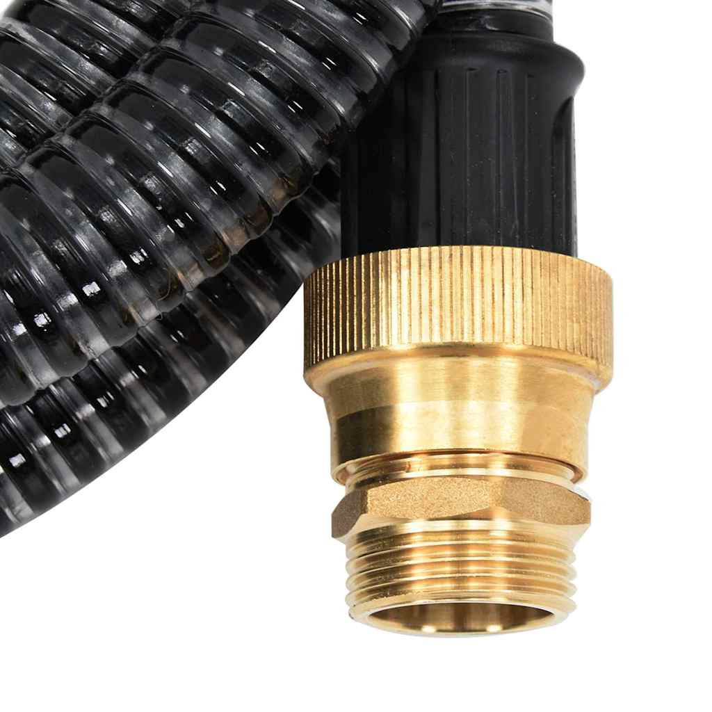 Suction Hose with Brass Connectors Black 1,1" 5 m PVC