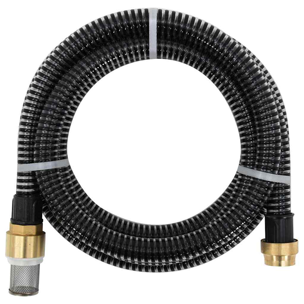 Suction Hose with Brass Connectors Black 1,1" 15 m PVC