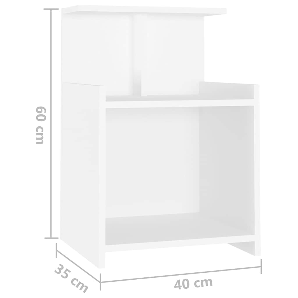 806175 vidaXL Bed Cabinet White 40x35x60 cm Engineered Wood