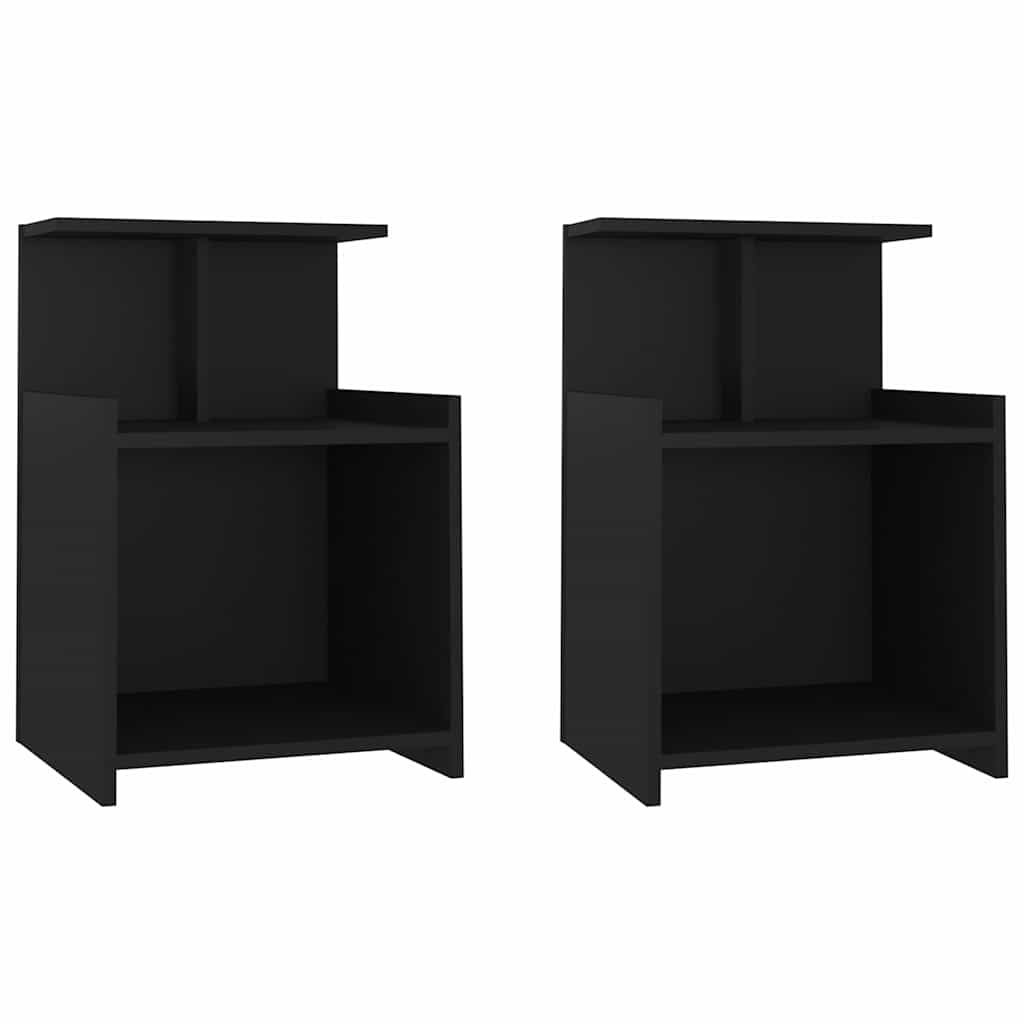 806178 vidaXL Bed Cabinets 2 pcs Black 40x35x60 cm Engineered Wood