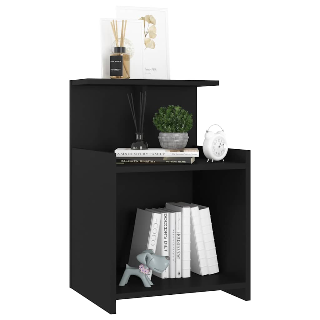 806178 vidaXL Bed Cabinets 2 pcs Black 40x35x60 cm Engineered Wood