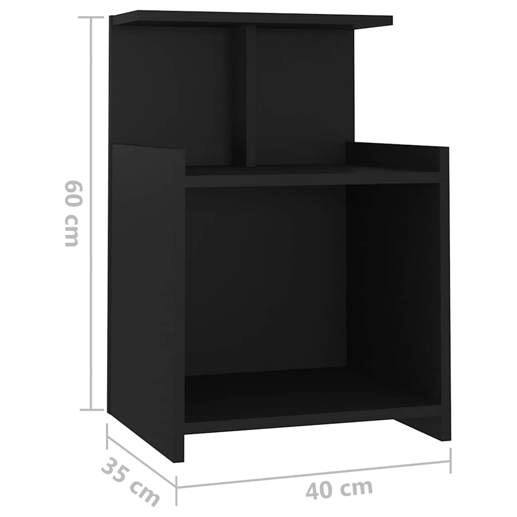 806178 vidaXL Bed Cabinets 2 pcs Black 40x35x60 cm Engineered Wood