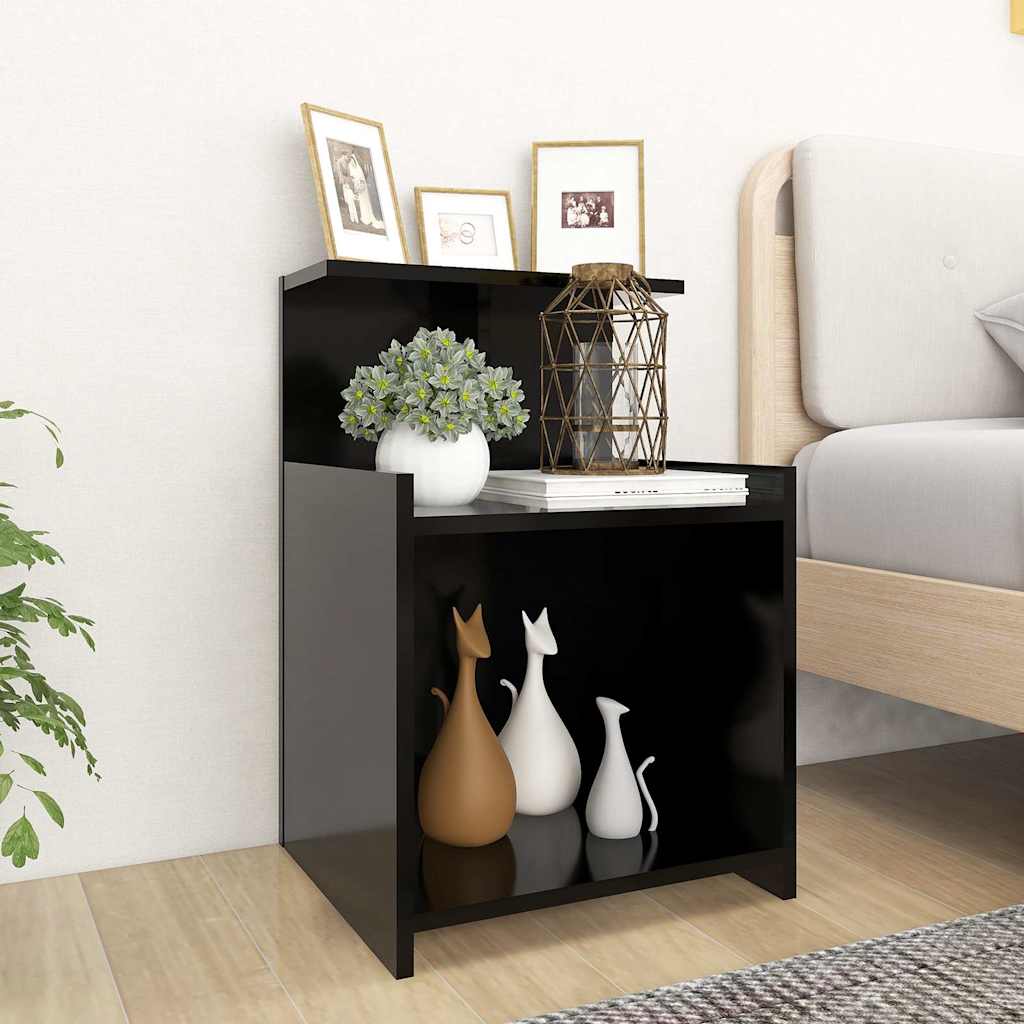 806178 vidaXL Bed Cabinets 2 pcs Black 40x35x60 cm Engineered Wood
