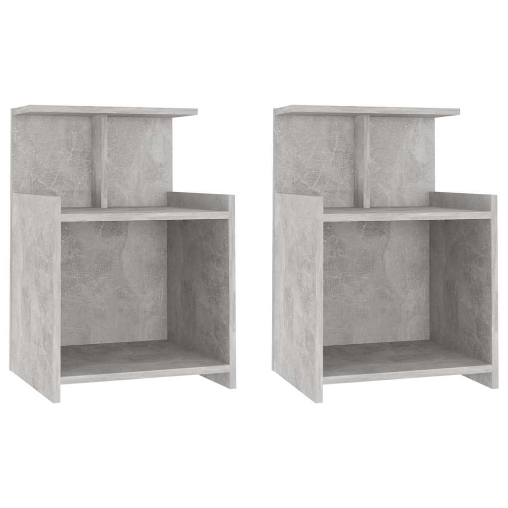 806184 vidaXL Bed Cabinets 2 pcs Concrete Grey 40x35x60 cm Engineered Wood