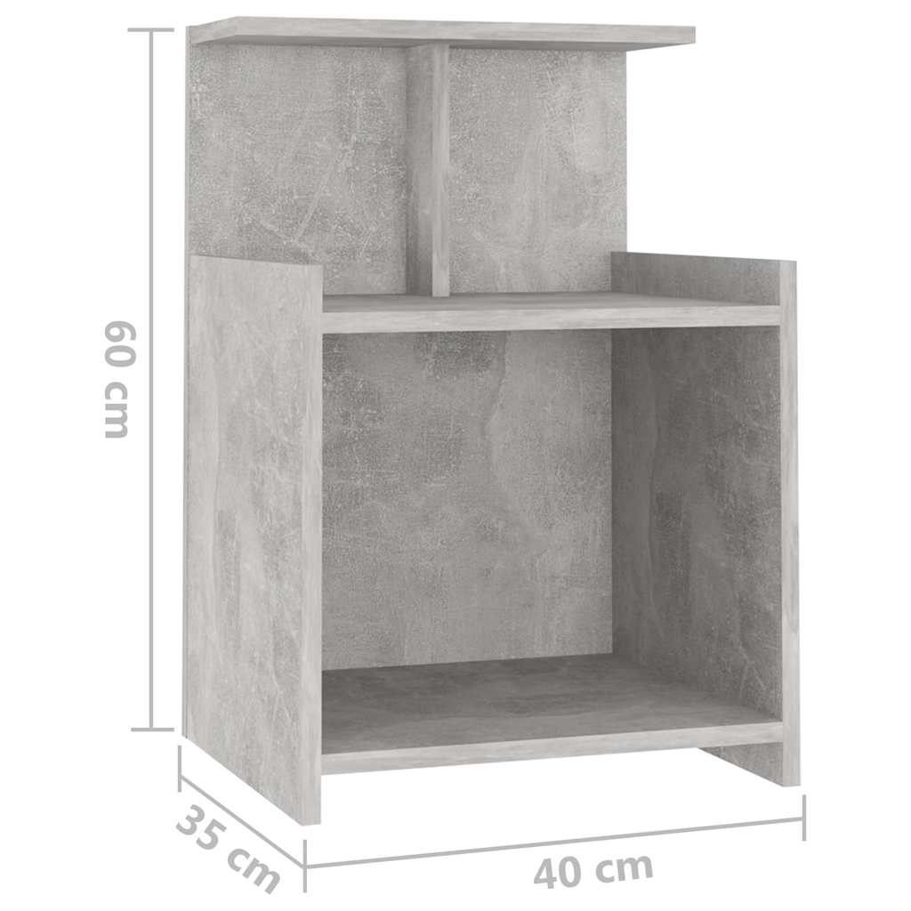 806184 vidaXL Bed Cabinets 2 pcs Concrete Grey 40x35x60 cm Engineered Wood