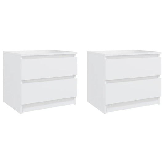 vidaXL Bed Cabinets 2 pcs White 50x39x43.5 cm Engineered Wood