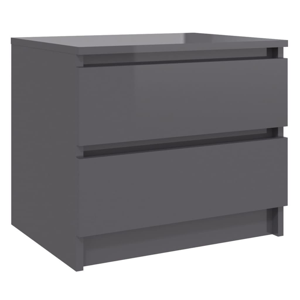 vidaXL Bed Cabinets 2 pcs High Gloss Grey 50x39x43.5 cm Engineered Wood