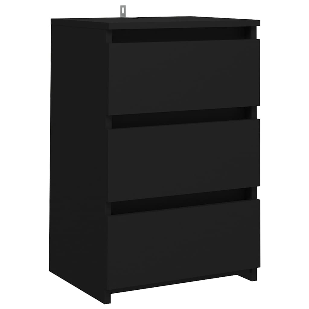 vidaXL Bed Cabinet Black 40x35x62.5 cm Engineered Wood