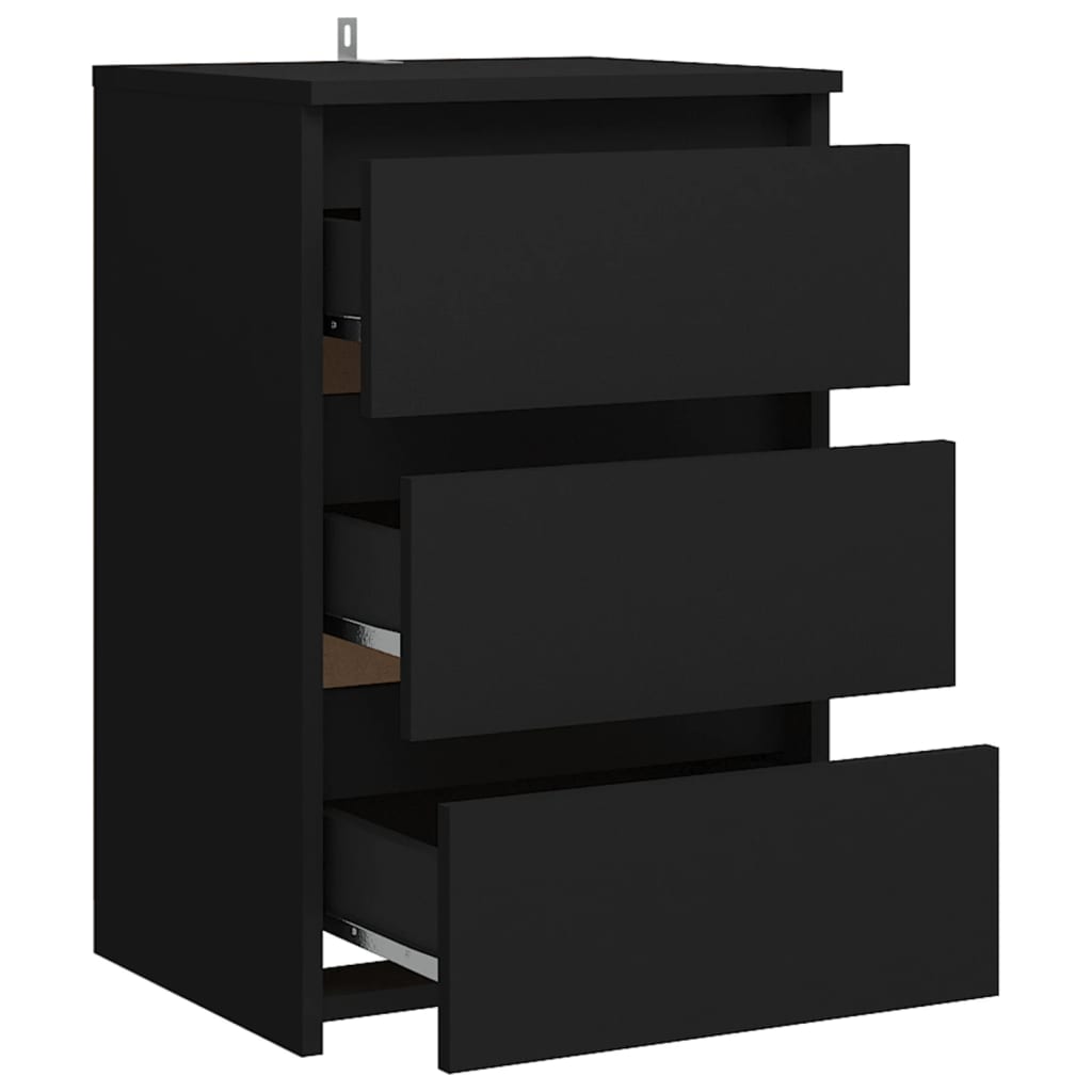 vidaXL Bed Cabinet Black 40x35x62.5 cm Engineered Wood