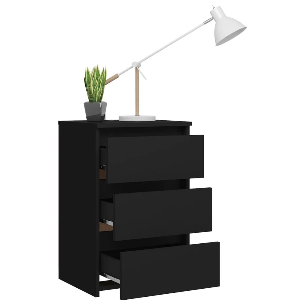 vidaXL Bed Cabinet Black 40x35x62.5 cm Engineered Wood