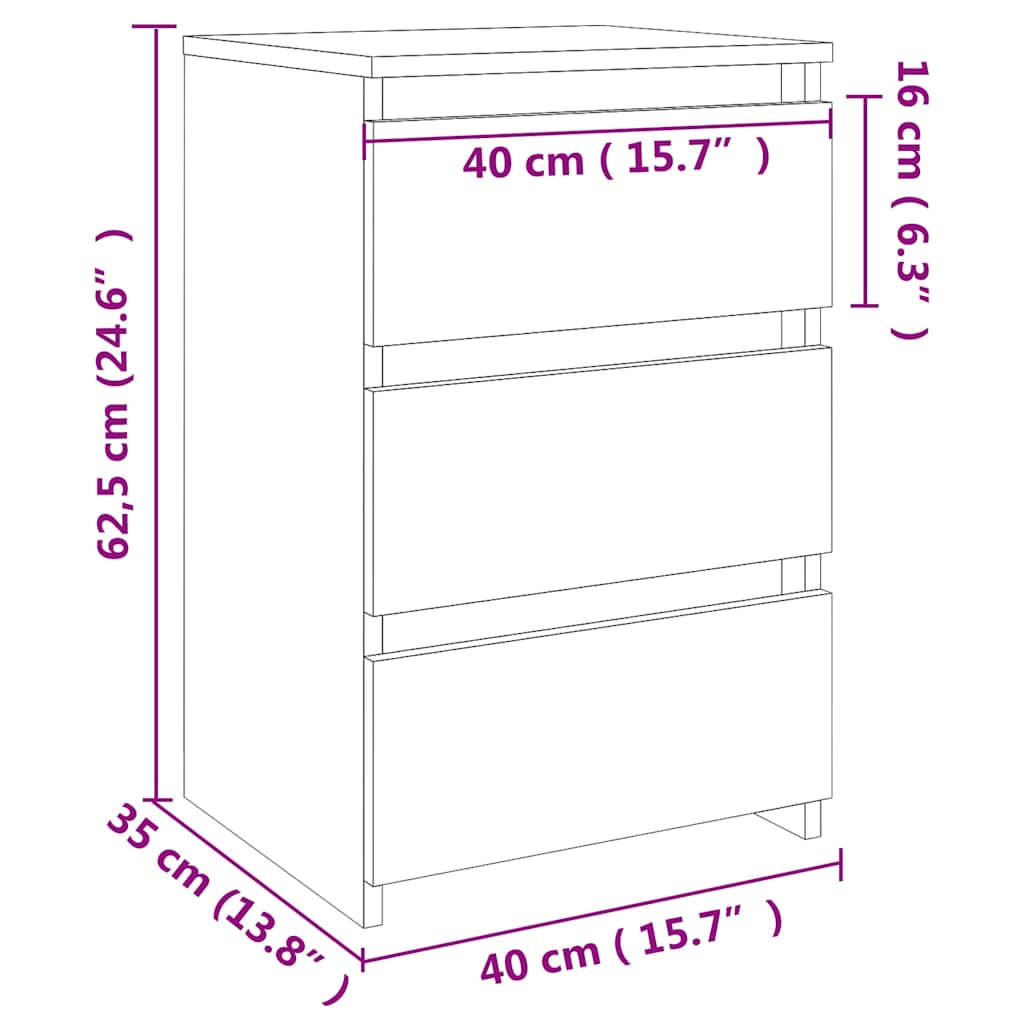 806217 vidaXL Bed Cabinet Sonoma Oak 40x35x62,5 cm Engineered Wood