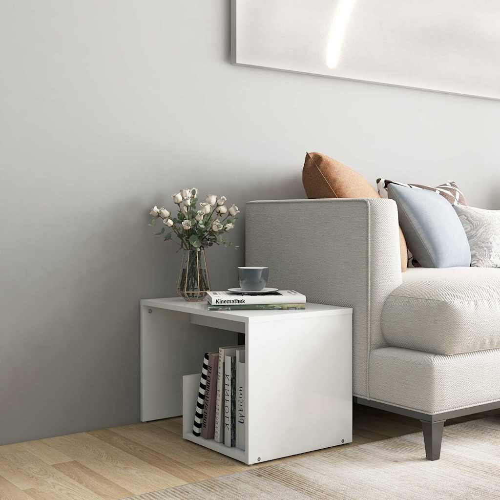 806696 vidaXL Side Table White 59x36x38 cm Engineered Wood