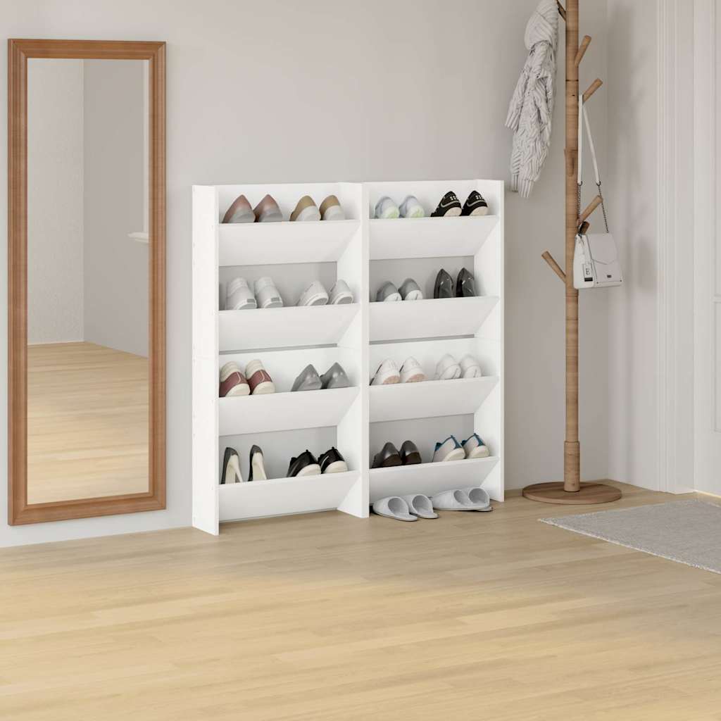 806716 vidaXL Wall Shoe Cabinets 4 pcs White 60x18x60 cm Engineered Wood