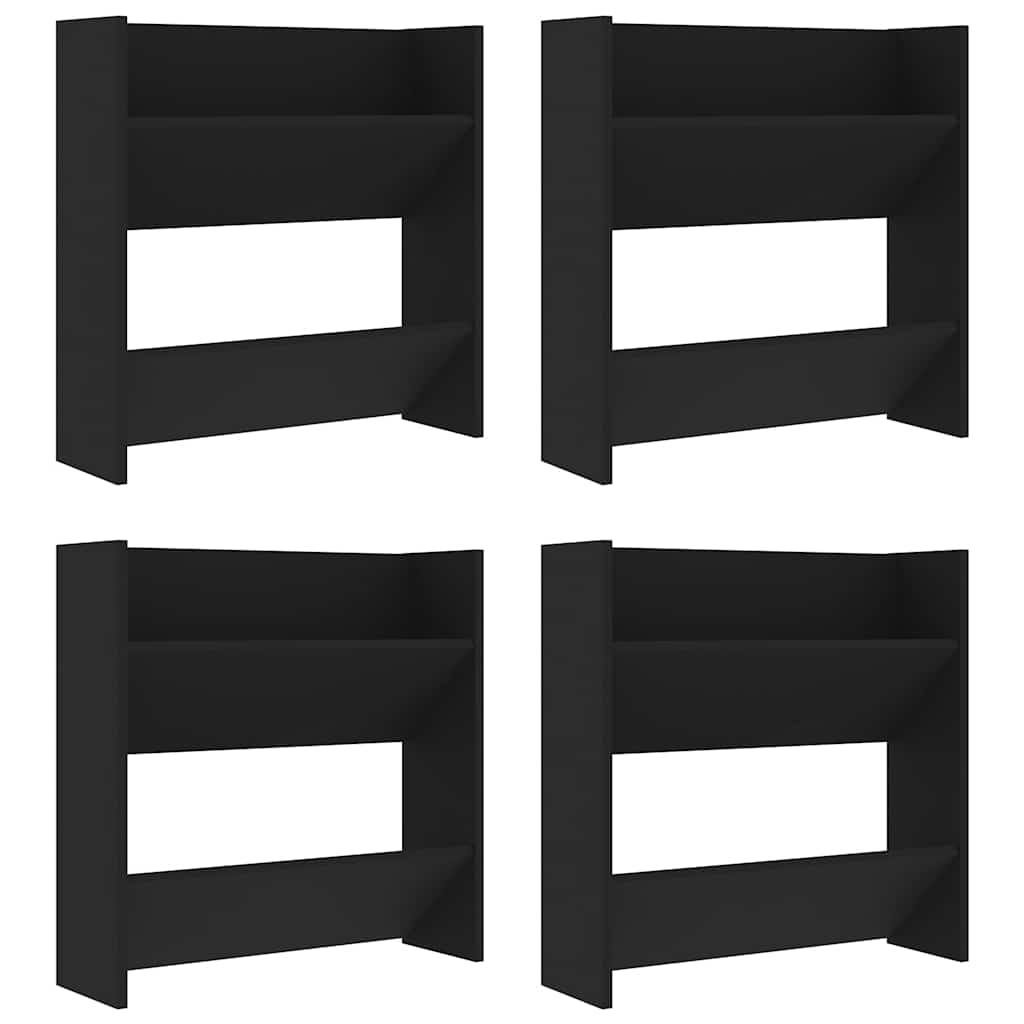 Wall Shoe Cabinet | Set of 4 | Black | Engineered Wood | Medium