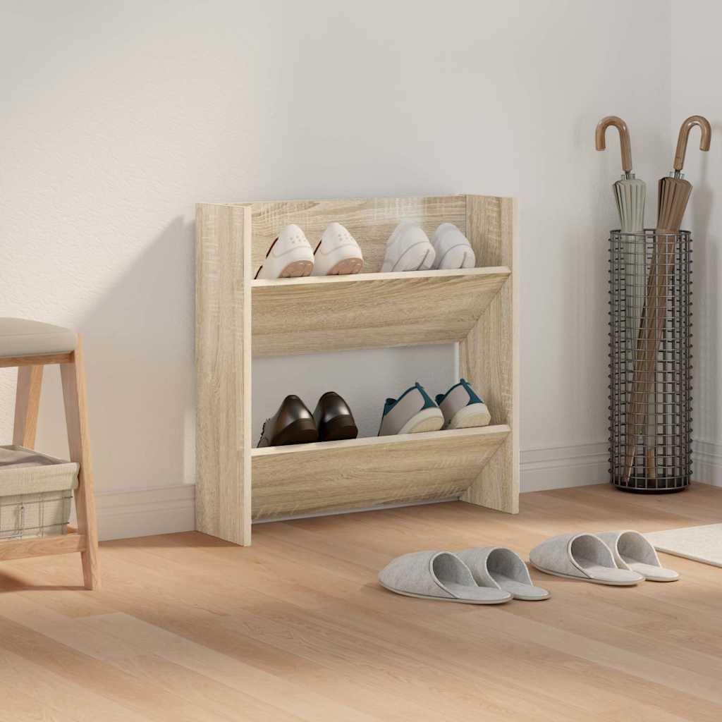 806723 vidaXL Wall Shoe Cabinet Sonoma Oak 60x18x60 cm Engineered Wood