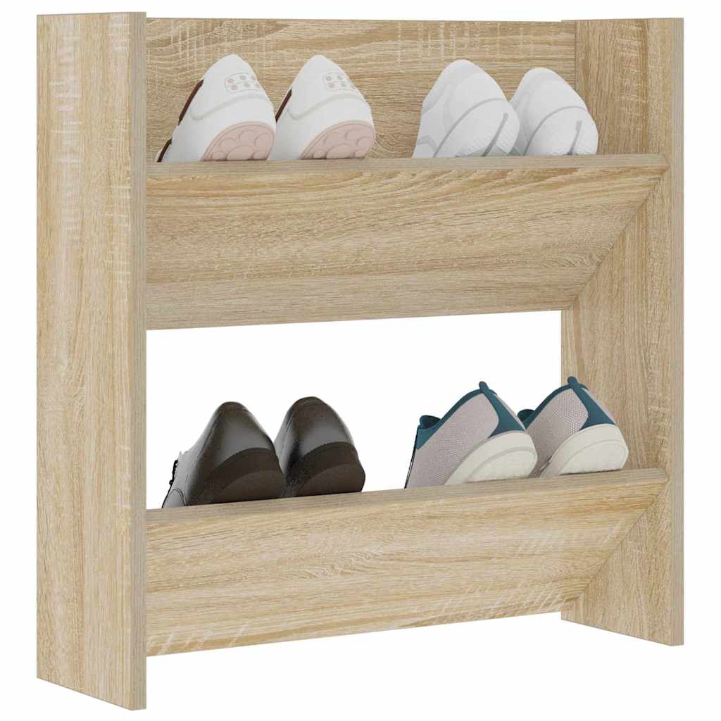 806723 vidaXL Wall Shoe Cabinet Sonoma Oak 60x18x60 cm Engineered Wood