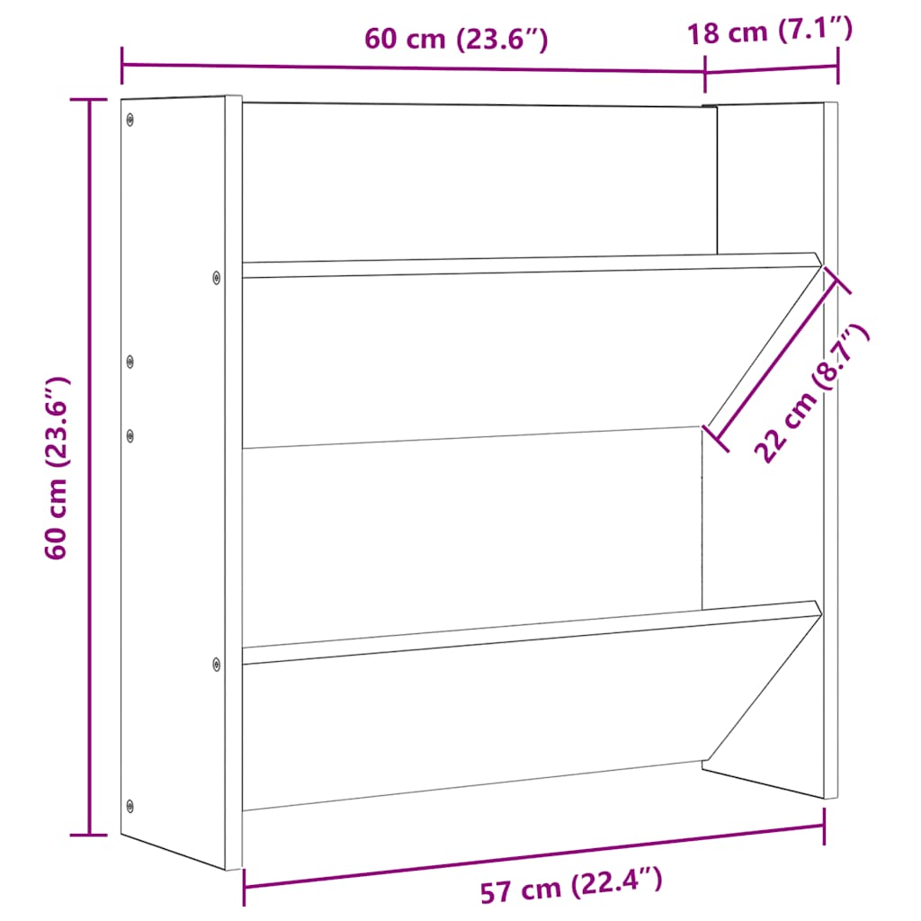 Wall Shoe Cabinet Concrete Grey 60x18x60 cm Engineered Wood