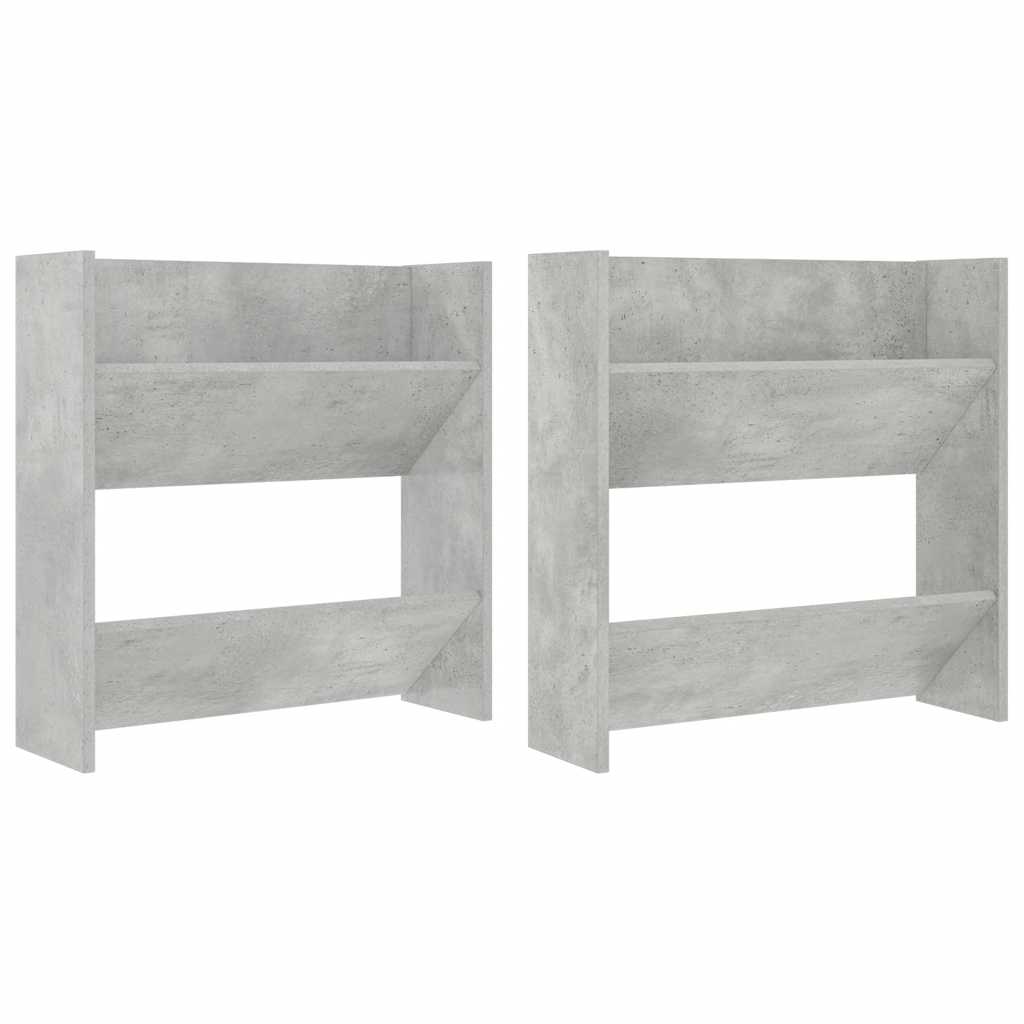 Wall Shoe Cabinets 2 pcs Concrete Grey 60x18x60 cm Engineered Wood