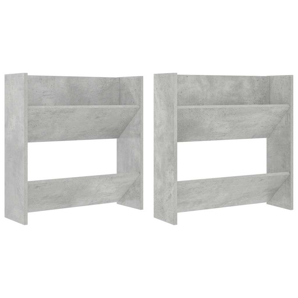 Wall Shoe Cabinets 2 pcs Concrete Grey 60x18x60 cm