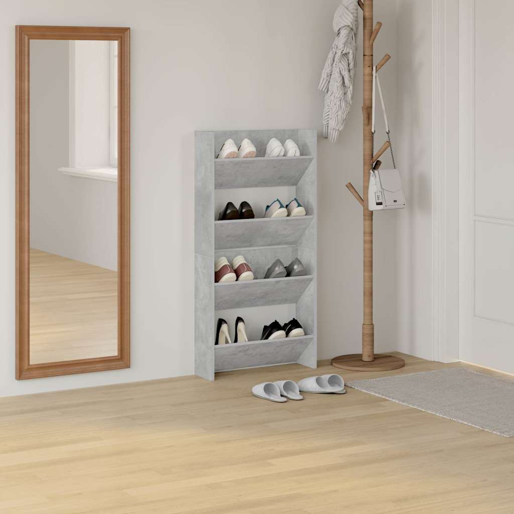 Wall Shoe Cabinets 2 pcs Concrete Grey 60x18x60 cm