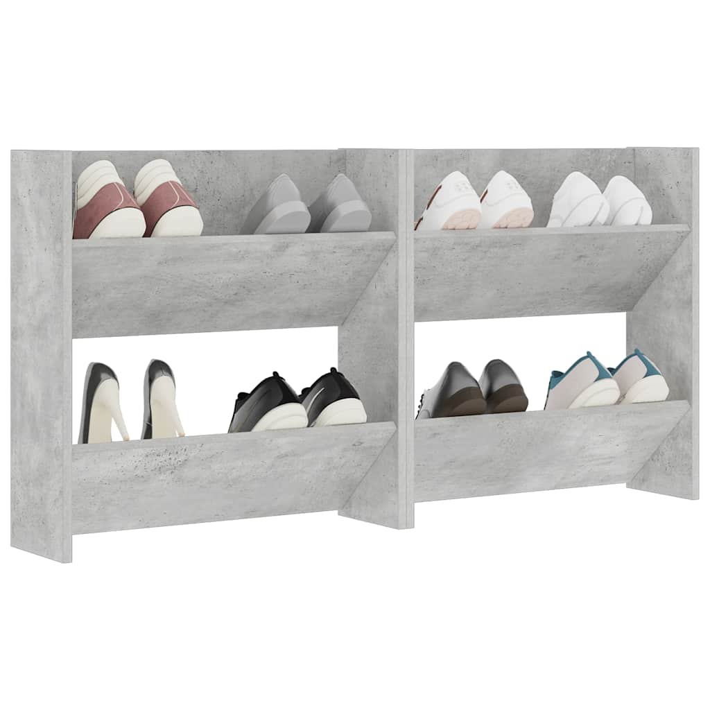 Wall Shoe Cabinets 2 pcs Concrete Grey 60x18x60 cm Engineered Wood