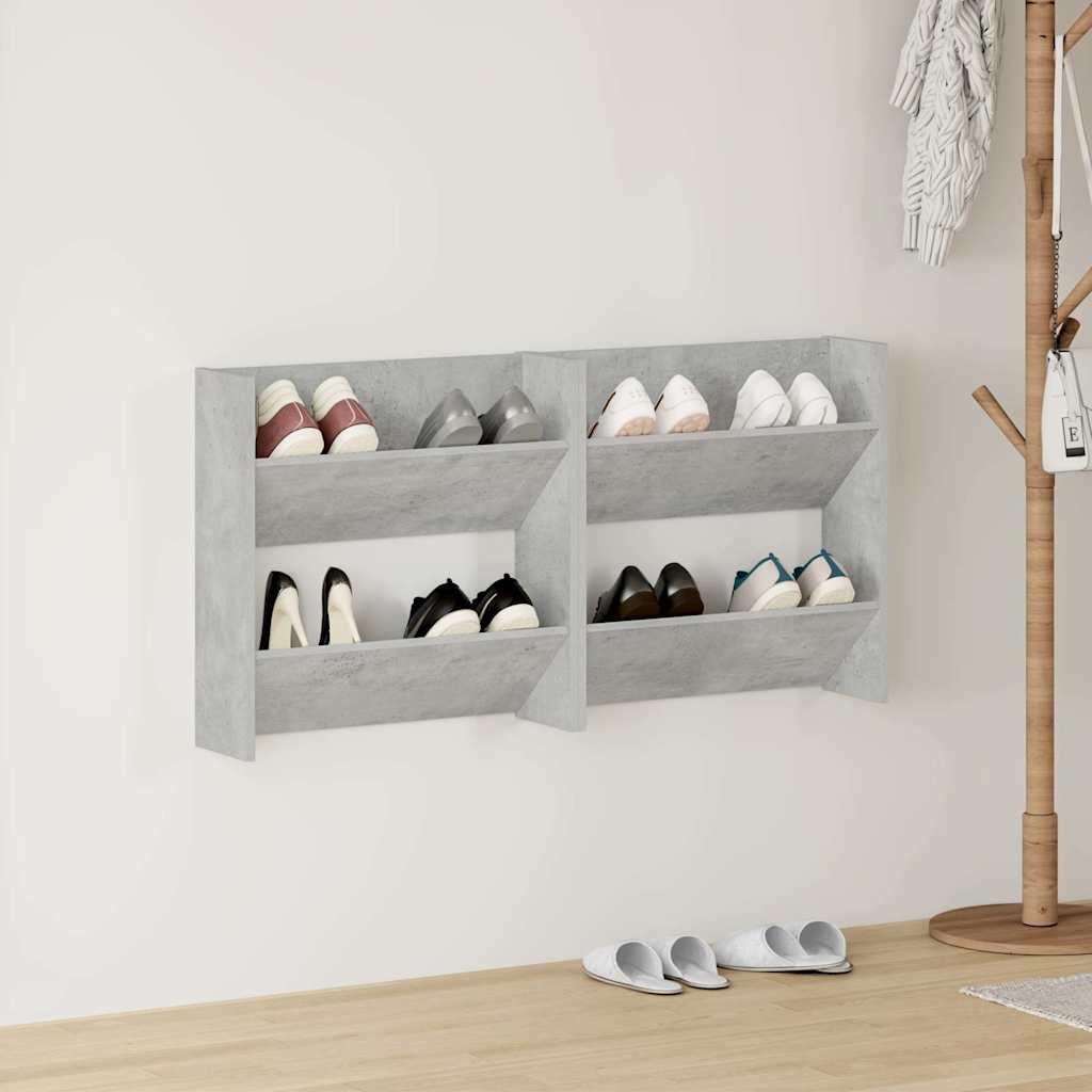 Wall Shoe Cabinets 2 pcs Concrete Grey 60x18x60 cm