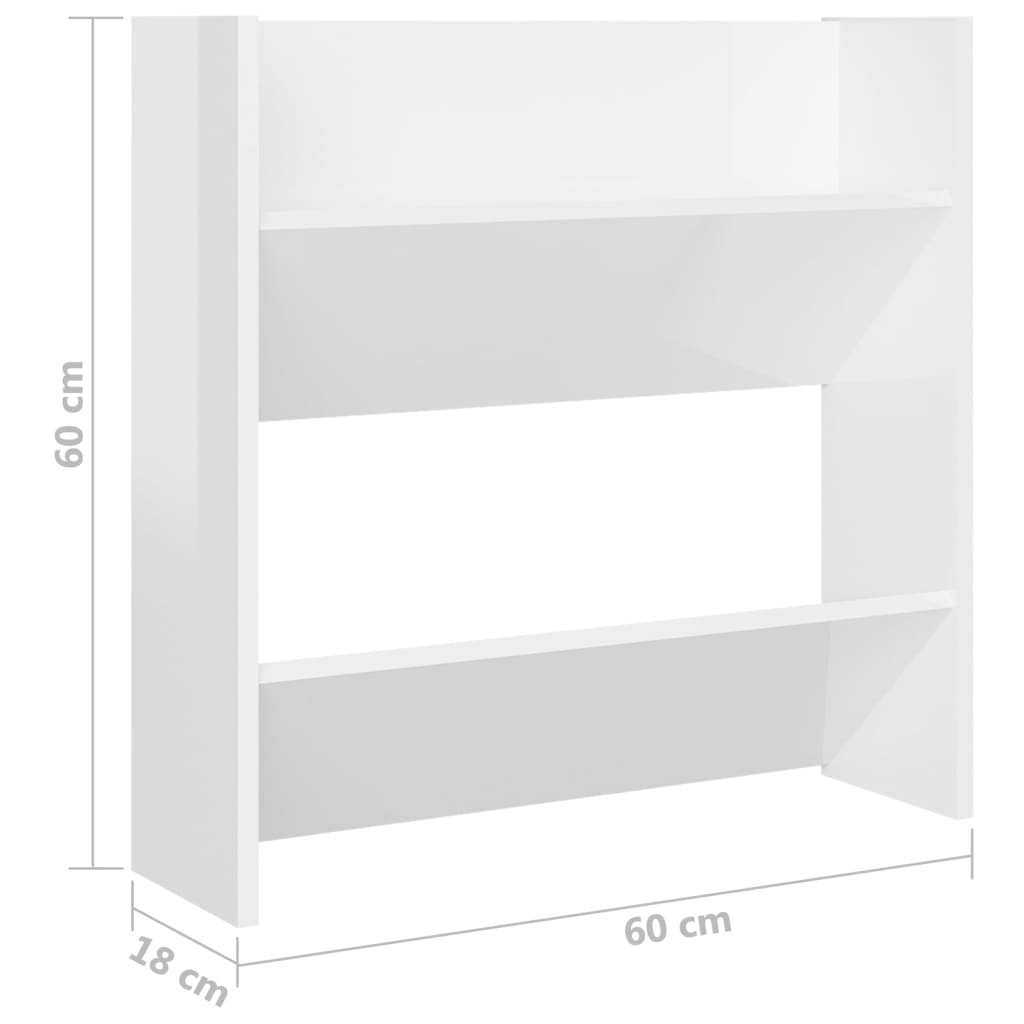 vidaXL Wall Shoe Cabinets 4 pcs High Gloss White 60x18x60 cm Engineered Wood