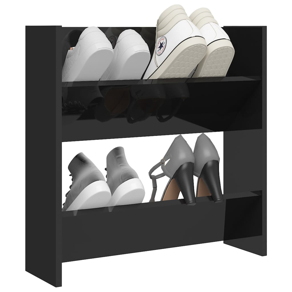 vidaXL Wall Shoe Cabinet High Gloss Black 60x18x60 cm Engineered Wood