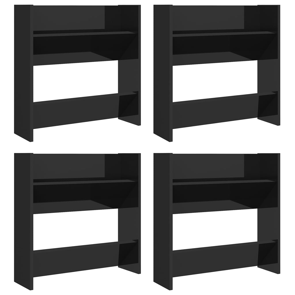 vidaXL Wall Shoe Cabinets 4 pcs High Gloss Black 60x18x60 cm Engineered Wood