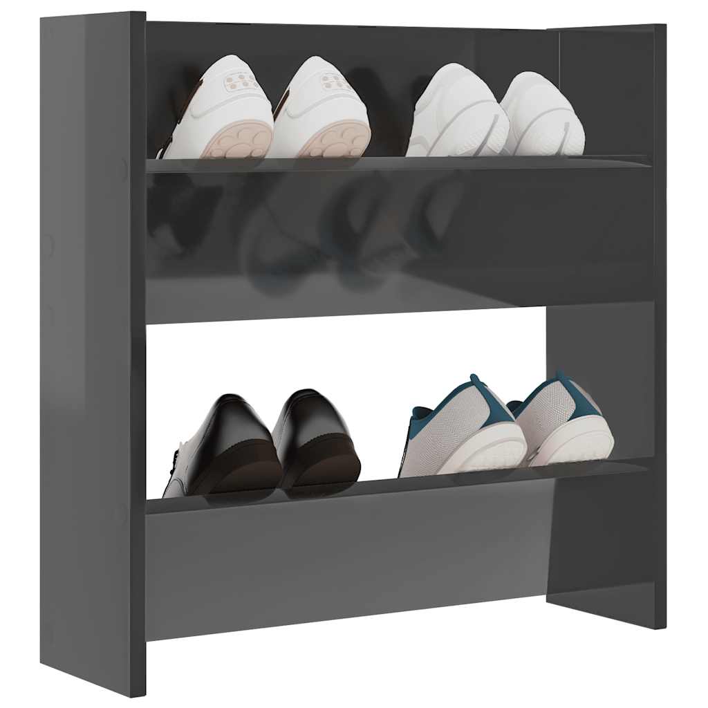 Wall Shoe Cabinet High Gloss Grey 60x18x60 cm Engineered Wood