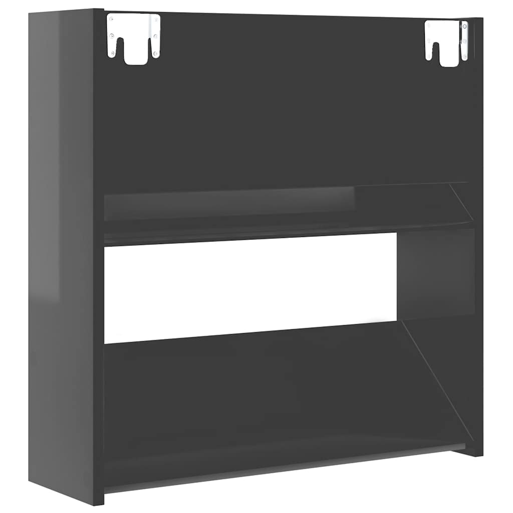 Wall Shoe Cabinet High Gloss Grey 60x18x60 cm Engineered Wood