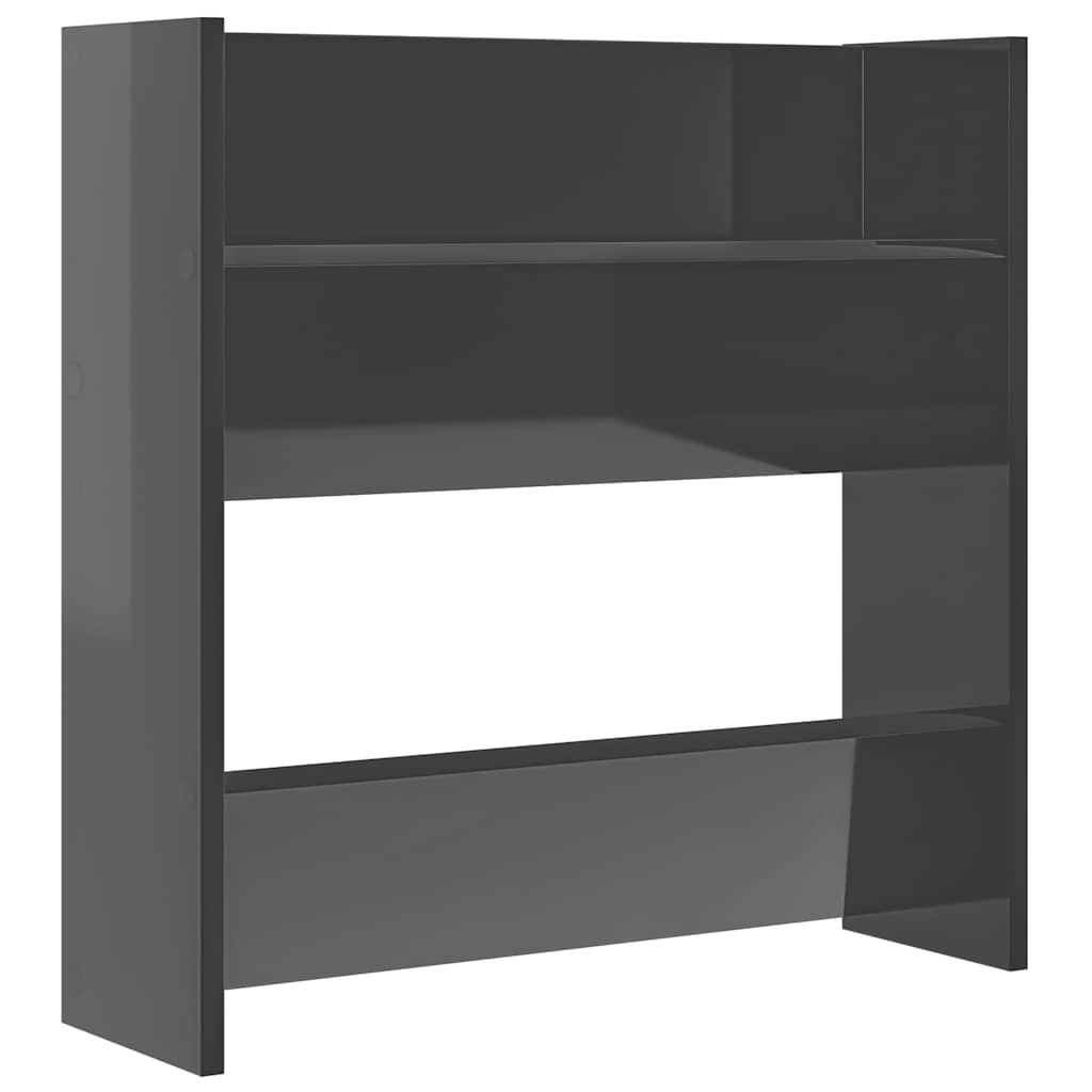 Wall Shoe Cabinets 2 pcs High Gloss Grey 60x18x60 cm Engineered Wood