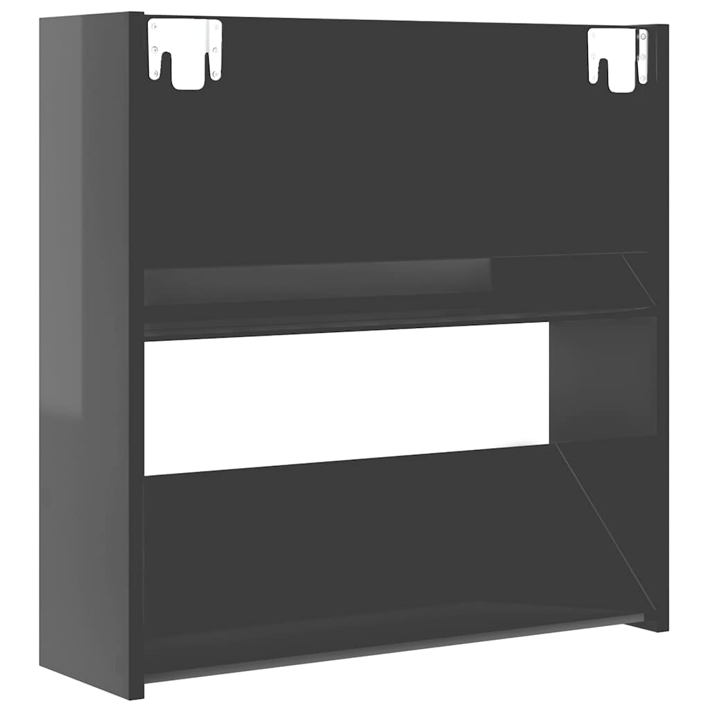 Wall Shoe Cabinets 2 pcs High Gloss Grey 60x18x60 cm Engineered Wood
