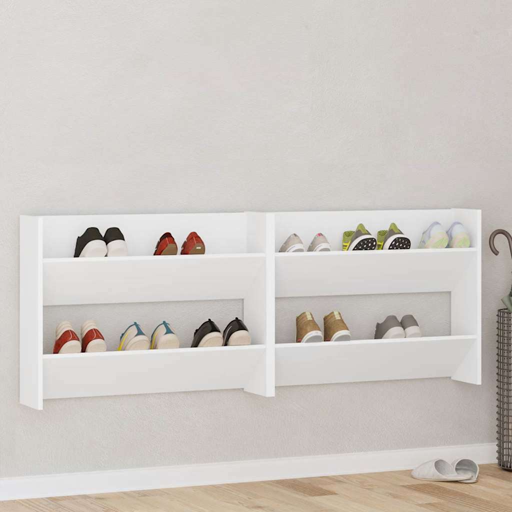 806742 vidaXL Wall Shoe Cabinet 2 pcs White 80x18x60 cm Engineered Wood