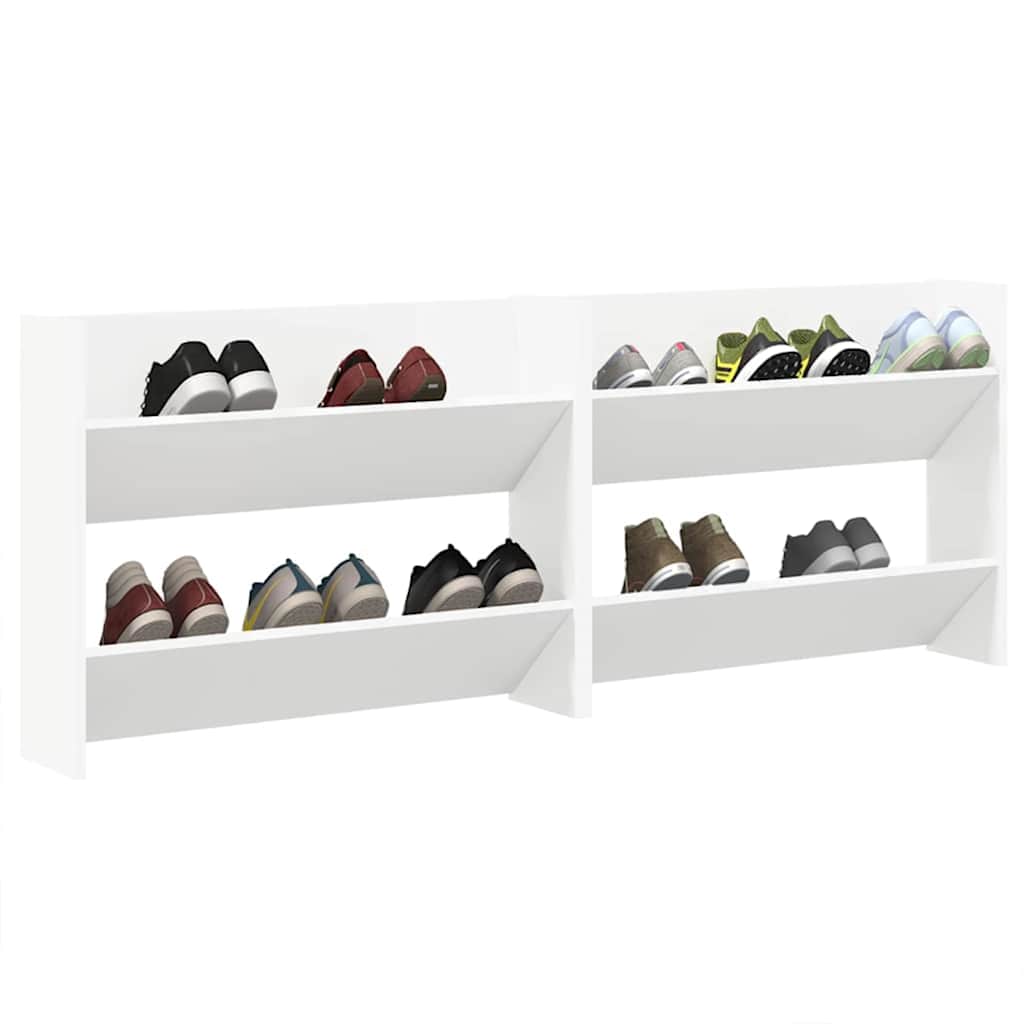 806742 vidaXL Wall Shoe Cabinet 2 pcs White 80x18x60 cm Engineered Wood