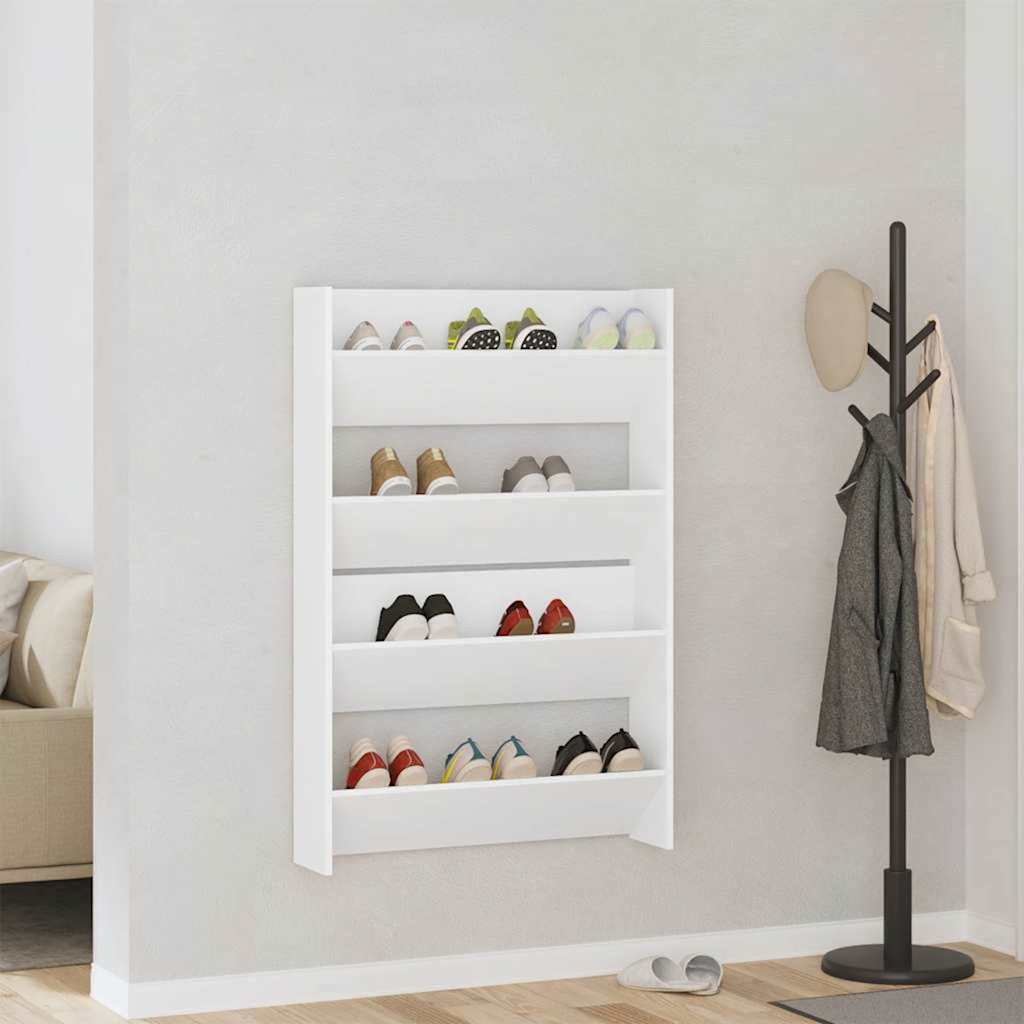 806742 vidaXL Wall Shoe Cabinet 2 pcs White 80x18x60 cm Engineered Wood