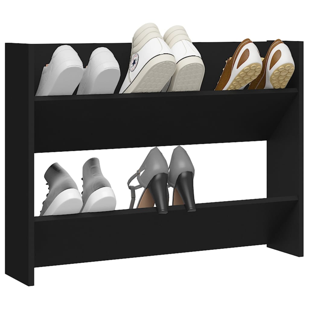 vidaXL Wall Shoe Cabinet Black 80x18x60 cm Engineered Wood