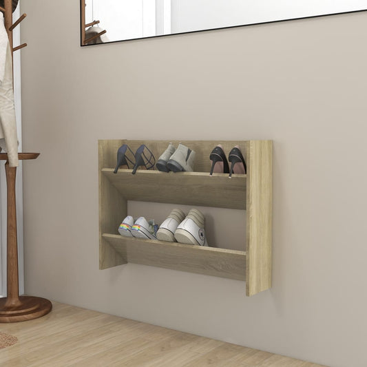 vidaXL Wall Shoe Cabinet Sonoma Oak 80x18x60 cm Engineered Wood