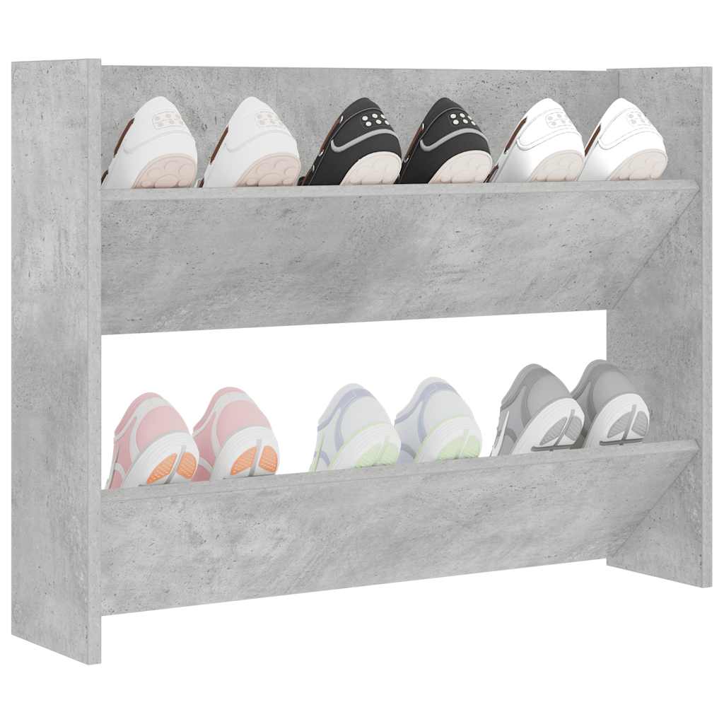 Wall Shoe Cabinet Concrete Grey 80x18x60 cm Engineered Wood