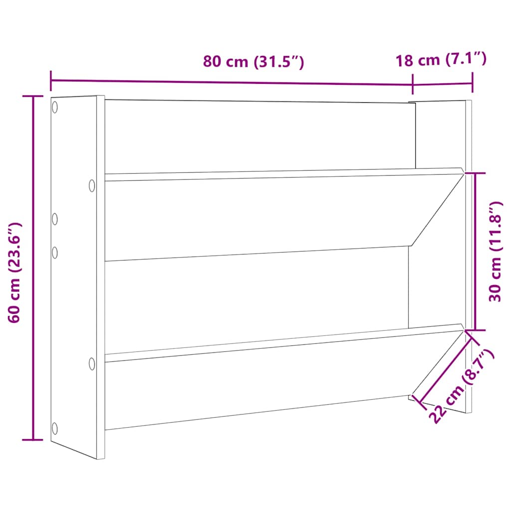 806749 vidaXL Wall Shoe Cabinet Concrete Grey 80x18x60 cm Engineered Wood