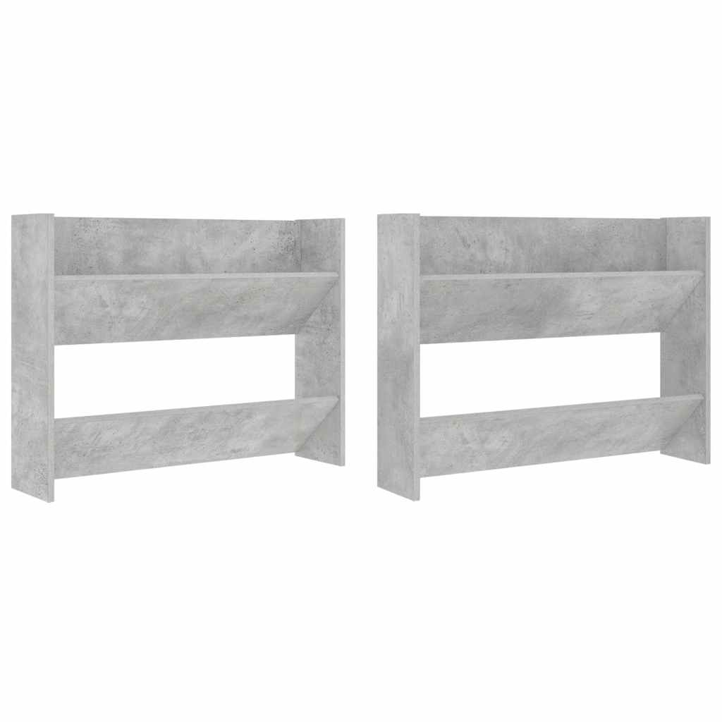 Wall Shoe Cabinets 2 pcs Concrete Grey 80x18x60 cm Engineered Wood