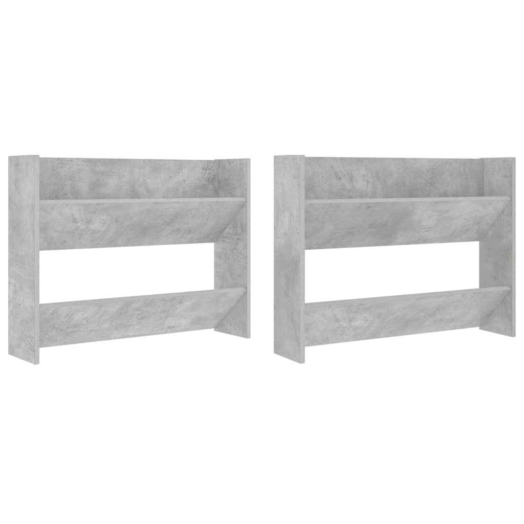 Wall Shoe Cabinets 2 pcs Concrete Grey 80x18x60 cm