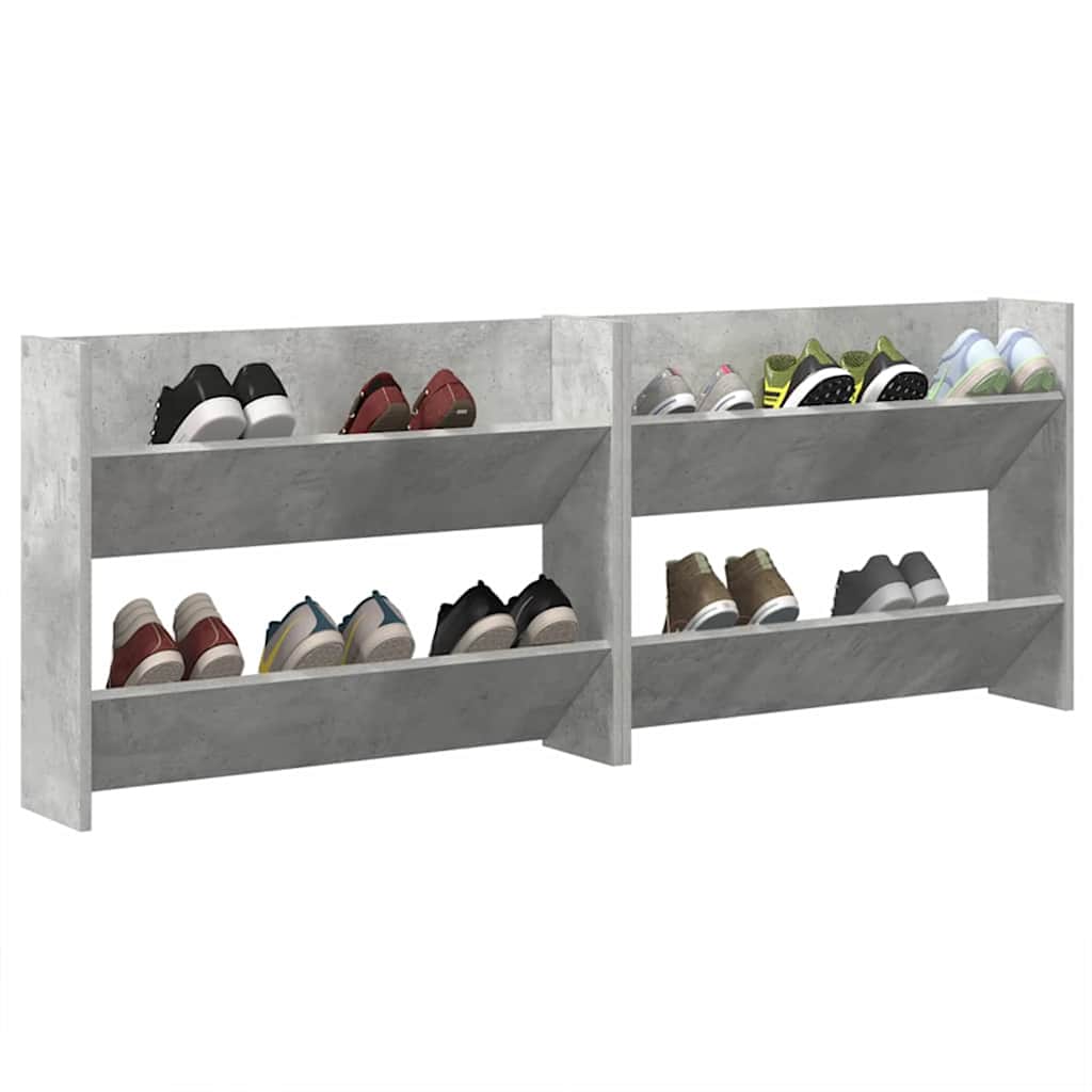 Wall Shoe Cabinets 2 pcs Concrete Grey 80x18x60 cm