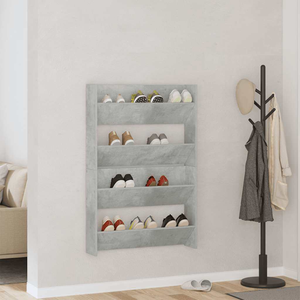 Wall Shoe Cabinets 2 pcs Concrete Grey 80x18x60 cm Engineered Wood