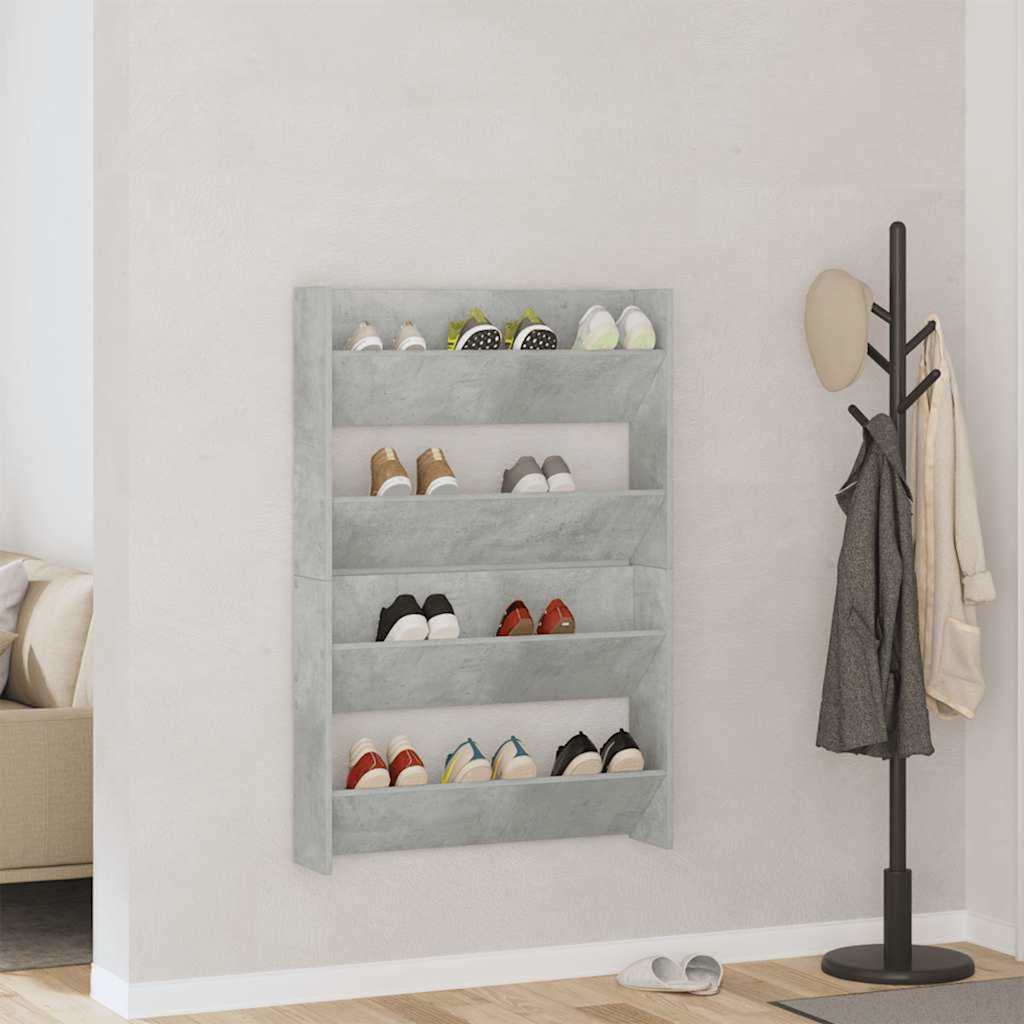 Wall Shoe Cabinets 2 pcs Concrete Grey 80x18x60 cm