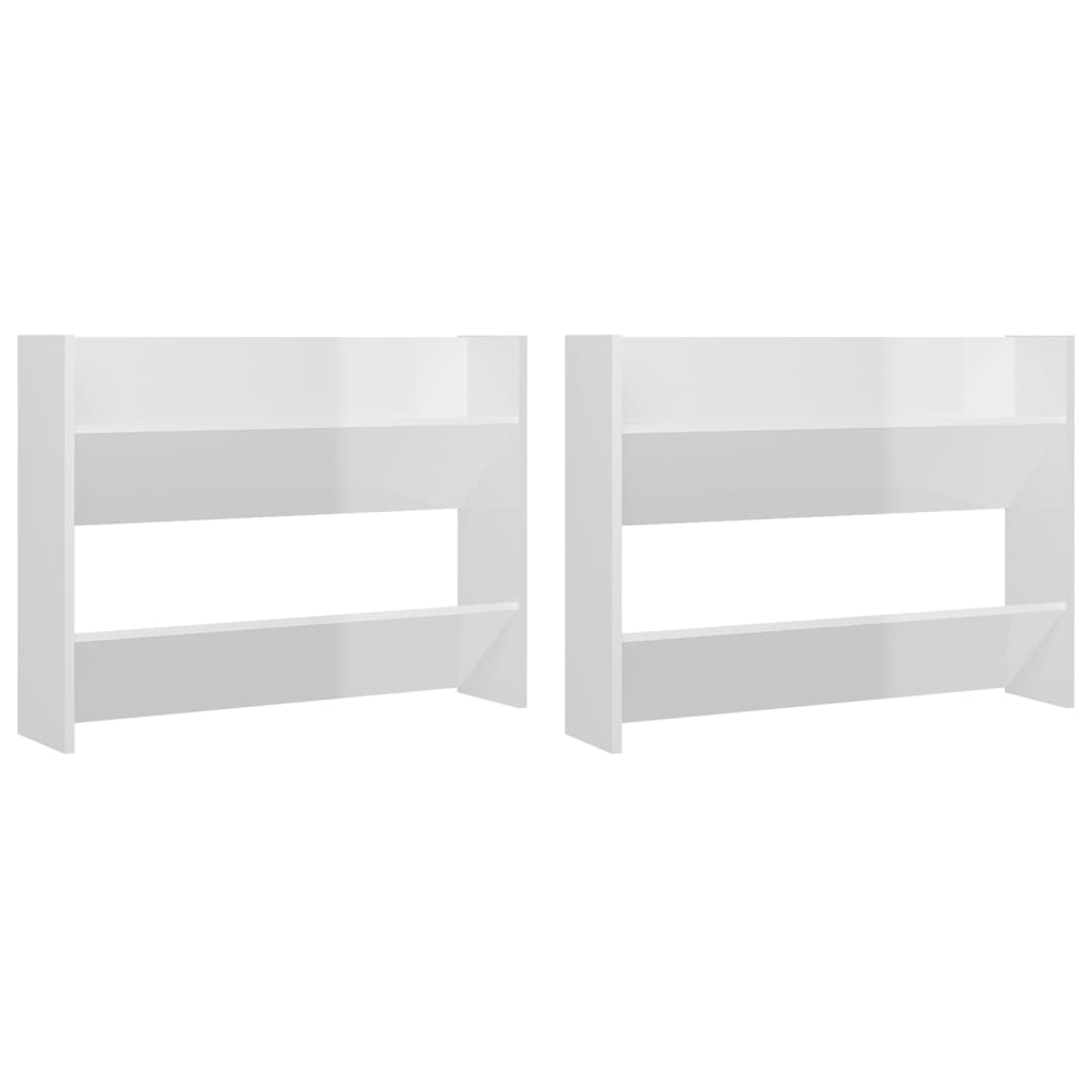 vidaXL Wall Shoe Cabinets 2 pcs High Gloss White 80x18x60 cm Engineered Wood