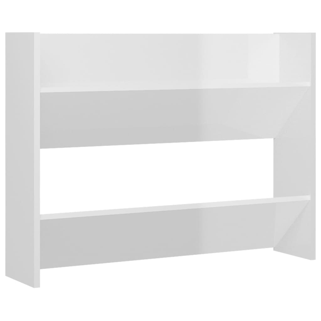 vidaXL Wall Shoe Cabinets 2 pcs High Gloss White 80x18x60 cm Engineered Wood