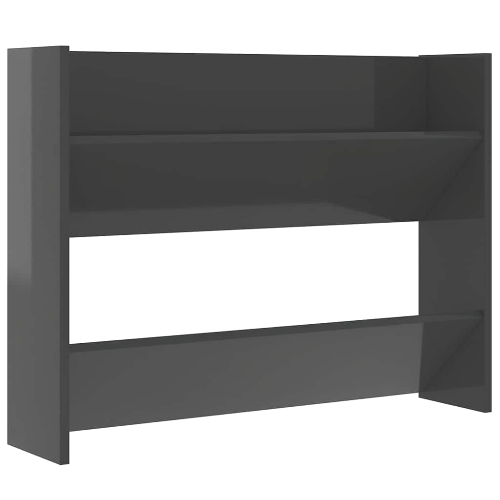 Wall Shoe Cabinet High Gloss Grey 80x18x60 cm Engineered Wood