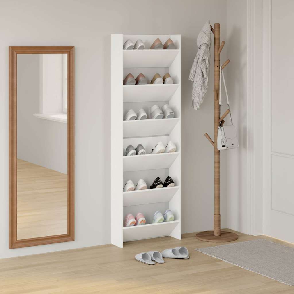 Wall Shoe Cabinets 2 pcs White 60x18x90 cm Engineered Wood