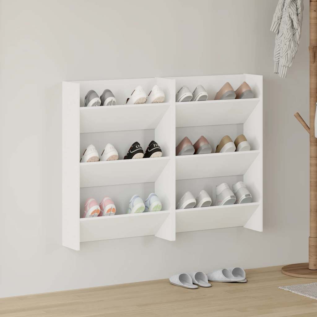 Wall Shoe Cabinets 2 pcs  White 60x18x90 cm Engineered Wood